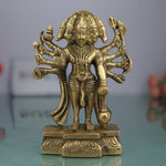 Panchmukhi Hanuman Brass Idol – Bajrang Bali Maruti Anjaneya Murti | Vastu Pooja Statue | Pavanputra Peetal Ram Bhakt Mahavira Sculpture for Home Temple Decor & Gift
