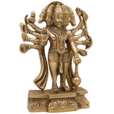 Panchmukhi Hanuman Brass Idol – Bajrang Bali Maruti Anjaneya Murti | Vastu Pooja Statue | Pavanputra Peetal Ram Bhakt Mahavira Sculpture for Home Temple Decor & Gift, Gold, 8 Inch, 1 Piece