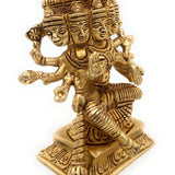 Brass Gayatri Devi Idol | Vedamata Gayathri Murti | Panchamukhi Savitri Mata Statue for Puja & Home Temple,Gold, 5 Inch, 1 Piece