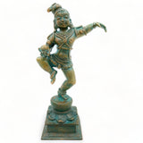 Exquisite Bronze Lord Krishna Idol, Handcrafted Panchaloha Gopal Statue, Makhan Chor Bal Gopal Murti for Temple & Home Decor,Brown, 7 Inch, 1 Piece