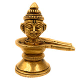 Handcrafted Brass Shiva Lingam with Face | Shivling Idol | Shivalingam Jyotirlinga Mahalingam Banalinga Murti for Puja & Home Temple Decor,Gold, 2.5 Inch, 1 Piece