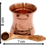 Copper Panchpatra, Tamra Panchapatram, Thamira Panchapatra Aachmani Cup, Handcrafted Tamraloha Puja Vessel for Hindu Rituals & Pooja,Gold, 3 Inch, 1 Piece