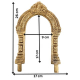 Bhunes Brass Prabhavali Frame Arch Wall Hanging for Home Temple – Prabhawali with Kirtimukha and Sheshnag for Deity Backdrop | Traditional Pooja Decor, Gold, 10.5 Inch, 1 Piece