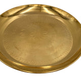 Handcrafted Brass Pooja Thali, Traditional Peetal Aarti Plate, Temple Pittal Puja Thambalam, Hitale Pitala Worship Thali, Gold, 13.39 Inch, 1 Piece