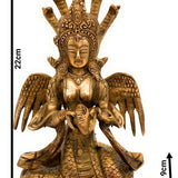Brass Nagkanya Idol, Peetal Naga Kanya Nagini Manasa Devi Murti, Antique Nag Devi Sarpa Kanya Statue for Pooja, Home Decor & Gifts, Gold, 9 Inch, 1 Piece