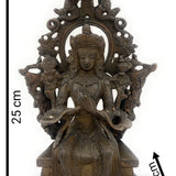 Handcrafted Brass Tibetan Manjushri Idol, Buddha Manjushri Murti, Wisdom Bodhisattva Statue for Home, Temple, Meditation, and Spiritual Decor,Brown, 10 Inch, 1 Piece