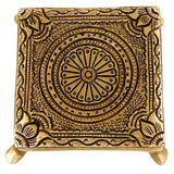 Brass Pooja Chowki – Handcrafted Peetha Singhasan for Deity | Traditional Peetal Bajot for Home Temple, Mandir, Kalash Stand, Pital Aasan Decor, Gold, 2 Inch, 1 Piece