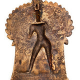 Brass Veerabhadreshwara Idol | Veerbhadra Swami Murti, Veerabhadra Mahadev Statue, South Indian Pooja Vigraha, Peetal Pratima for Home Temple & Decor, Gold, 11.5 Inch, 1 Piece