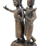 Bhunes Brass Antique Decorative And Gifting Ancient Dancing Raja Rani Sculptures,Gold, 8 Inch, 1 Piece