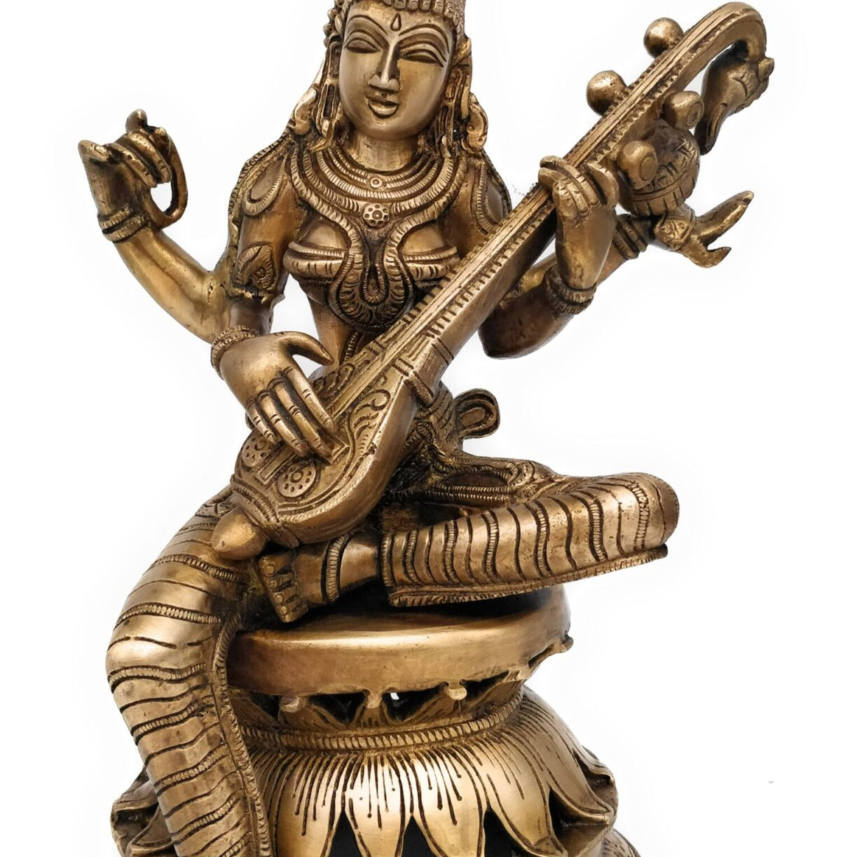 Brass Goddess Saraswati Idols, Sarasvati Statue, Vidya Devi, Saraswathi Murti For Puja And Home Decor