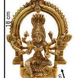 Brass Mariamman Idol, Mariyamma Muthu Mariamman Statue, Samayapuram Amman Vigraham, South Indian Devi Murti for Pooja Decor,Gold, 7 Inch, 1 Piece