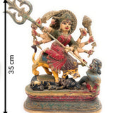 Handcrafted Brass Durga Devi Idol – Mahishasura Mardini | Shakti Simhavahini Maa Amba Statue | Antique Finish Pital Murti for Pooja, Home Temple & Navratri Decor,Gold, 14 Inch, 1 Piece