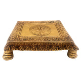 Handmade Brass Pooja Chowki, Traditional Peetha Singhasan Base for Idols & Kalash, Decorative Aasan for Mandir, Home & Temple Use, Gold, 1 Inch, 1 Piece