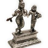 Brass Radha Krishna Idol | Radha Krishna Murti Moorti Vigraha Pratima Statue | Peetal Pital Pittal Divine Couple Sculpture for Home Decor, Pooja Mandir & Wedding Gift, Silver, 5.5 Inch, 1 Piece