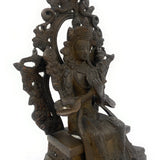 Handcrafted Brass Tibetan Manjushri Idol, Buddha Manjushri Murti, Wisdom Bodhisattva Statue for Home, Temple, Meditation, and Spiritual Decor,Brown, 10 Inch, 1 Piece