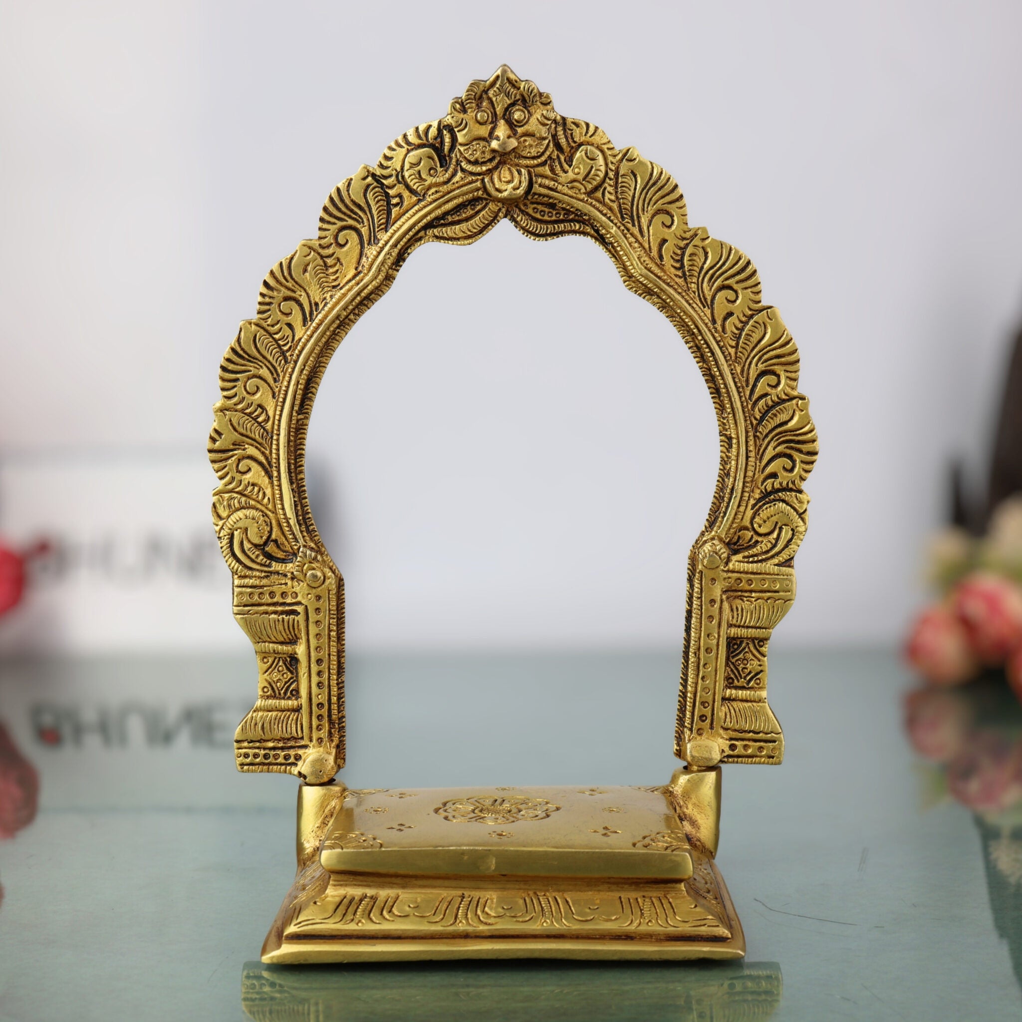 Brass Singhasan Chowki With Prabhavali