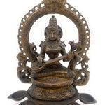 Brass Goddess Saraswati Idol, Sarasvati Murti, Vidya Devi, Saraswathi Vigraha For Puja And Home Decor