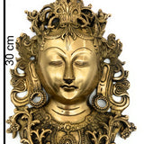 Brass Tara Maa Face Idol – Ugra Tara | Neela Saraswati | Mahashakti Tara | Tarapith Shakti Moorthi for Puja, Home Temple & Spiritual Decor – 30cm,Gold, 12 Inch, 1 Piece