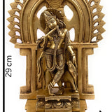 Brass Krishna Idol with Prabhavali | Gopal, Govinda, Balakrishna Murti for Pooja, Home Decor & Temple Statue,Gold, 11.5 Inch, 1 Piece