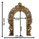 Bhunes Brass Prabhavali Arch Frame with Dual Yali – Wall Hanging Temple Backdrop | Traditional Prabhawali for Deity | Home Mandir Decor | Prabhaval for God Idol, Gold, 13 Inch, 1 Piece