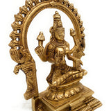 Handcrafted Brass Maha Lakshmi Idol with Prabhavali – Shri Laxmi | Kamala | Padma | Ashta Lakshmi | Pital Murti for Pooja, Home Temple & Decor, Gold, 7.5 Inch, 1 Piece
