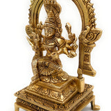 Handmade Brass Mariamman Idol, Mariyamma Devi Murti, Muthu Mariamman Statue, Samayapuram Amman Peetal Pital Vigraham for Puja Decor,Gold, 9 Inch, 1 Piece