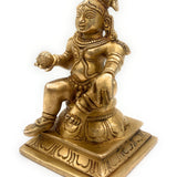 Brass Ladoo Gopal Idol | Bal Krishna Murti | Makhan Chor Navneet Chora Nandalala Statue for Pooja, Temple & Home Decor, Gold, 6.5 Inch, 1 Piece