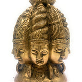 Bhunes Brass Multi Face Brahma Head |Lord Brahma Face | Brahma Face | Brahma Ji | Brass Brahma Statue,Gold, 8 Inch, 1 Piece