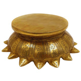 Bhunes Brass Lotus Shaped Pooja Chowki, Kamal Base for Kalash, Deity Platform, Puja Singhasan Peetha for Idols, Mandir Bajot Stand, Traditional Handcrafted Worship Table, Gold, 3 Inch, 1 Piece