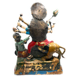 Brass Mahishasura Mardini Idol | Simhavahini Durga Devi Murti for Home Temple, Navratri Puja & Decor,Multicolor, 21.5 Inch, 1 Piece