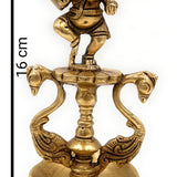 Handcrafted Brass Ganesh Diya Set, Vinayaka Deepam, Ganapati Oil Lamp, Pillaiyar Vilakku, Ganesha Idol for Pooja, Home Temple & Gift,Gold, 6.5 Inch, 1 Piece