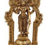 Brass Vishnu Idol Murti with Peetam & Prabhavali