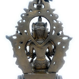 Handcrafted Brass Tibetan Manjushri Idol, Buddha Manjushri Murti, Wisdom Bodhisattva Statue for Home, Temple, Meditation, and Spiritual Decor,Brown, 10 Inch, 1 Piece