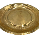 Brass Pooja Thali Large Aarti Plate Peetal Puja Plate Hand Carved Temple Prayer Thali Traditional Pooja Thambalam Pooja Thatte Decorative Mandir Ritual Brass Plate Festival Aarti Thali 39 cm, Gold, 15.35 Inch, 1 Piece