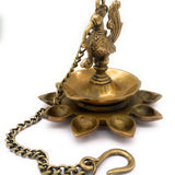 Brass Hanging Lamp Peetal Pittal Ceiling Lantern, Traditional Pitala Pendant Light, Antique Vellikal Jhoomar,Gold, 7 Inch, 1 Piece