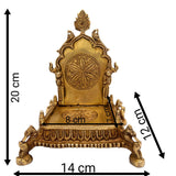 Brass Pooja Chowki with Prabhavali, Handcrafted Singhasan Peetha for God Idol, Mandir Bajot, Temple Stand, Gold, 8 Inch, 1 Piece