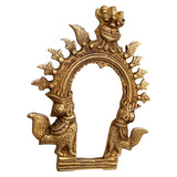 Bhunes Brass Small Prabhavali Arch Frame – Wall Hanging Prabhawali Prabhaval for Deity | Temple Home Decor | Traditional Kirtimukha Brass Backdrop, Gold, 6.5 Inch, 1 Piece