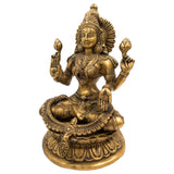 Handcrafted Brass Maha Lakshmi Idol | Shri Laxmi Devi Murti | Mahalakshmi | Padmavati | Kamala | Ashta Lakshmi Statue for Pooja, Home Temple & Decor,Gold, 9.5 Inch, 1 Piece