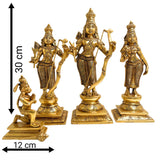 Brass Ram Darbar Idol, Peetal Shri Ram Sita Lakshman Hanuman Murti, Pital Ram Parivar Statue, Ashtadhatu Ram Sita Vigraham,Gold, 12 Inch, 1 Piece