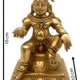 Brass Ladoo Gopal Idol | Bal Krishna Murti | Makhan Chor Navneet Chora Nandalala Statue for Pooja, Temple & Home Decor, Gold, 6.5 Inch, 1 Piece