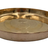 Traditional Pure Brass Dinner Plate (Peetal Thali, Pittala Bhojan Plate, Hittale Oota Thali / Pittalam Dining Plate) Handmade Indian Dining Thali for Temple Bhojan, Prasadam Serving & Festive Meals, Gold, 11.42 Inch, 1 Piece