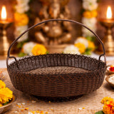 Bhunes Brass Antique Very Beautiful Brass Flower Holder, Phuldali, Traditional Poja Items Holder,Brown, 9.5 Inch, 1 Piece