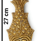 Brass Aarthi Lamp for Lakshmi Murugan Temple, Handcrafted Kuthu Vilakku Puja Deepam, Pital Oil Diya for Pooja, Gold, 11 Inch, 1 Piece