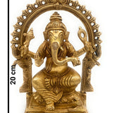 Brass Ganesha Idol, Siddhivinayak Murti, Vinayaka Statue, Ganapati Figurine, Vighnaharta Lord, Lambodara Elephant God, Ekadanta Home Decor & Pooja Idol,Gold, 8 Inch, 1 Piece