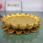 Brass Lotus Chowki Kamal Aasan Pooja Base | Peetal Pital Pittala Ashtadhatu Murti Seat for Lakshmi Ganesha Vishnu Saraswati Krishna Durga Shiva Lingam Radha Krishna Balaji