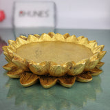 Brass Lotus Chowki Kamal Aasan Pooja Base | Peetal Pital Pittala Ashtadhatu Murti Seat for Lakshmi Ganesha Vishnu Saraswati Krishna Durga Shiva Lingam Radha Krishna Balaji