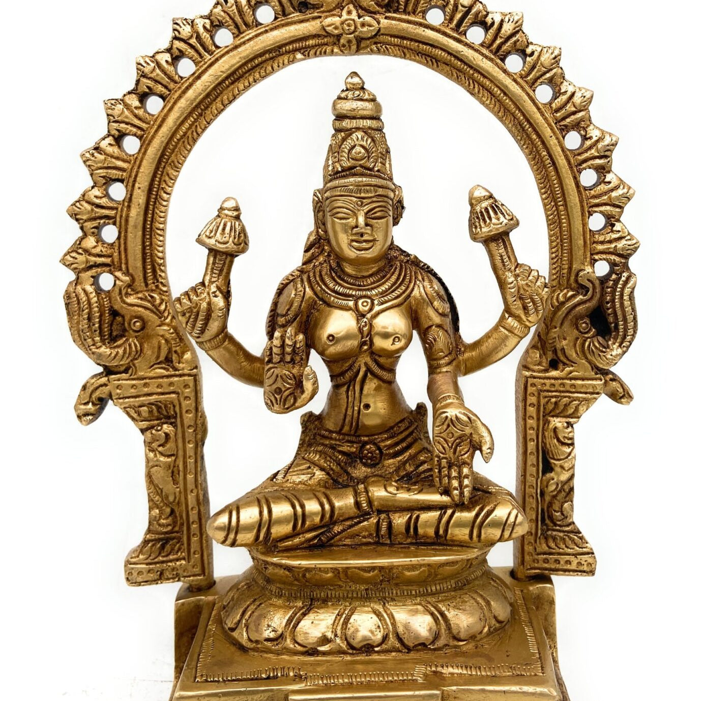 Handcrafted Brass Maha Lakshmi Idol with Prabhavali