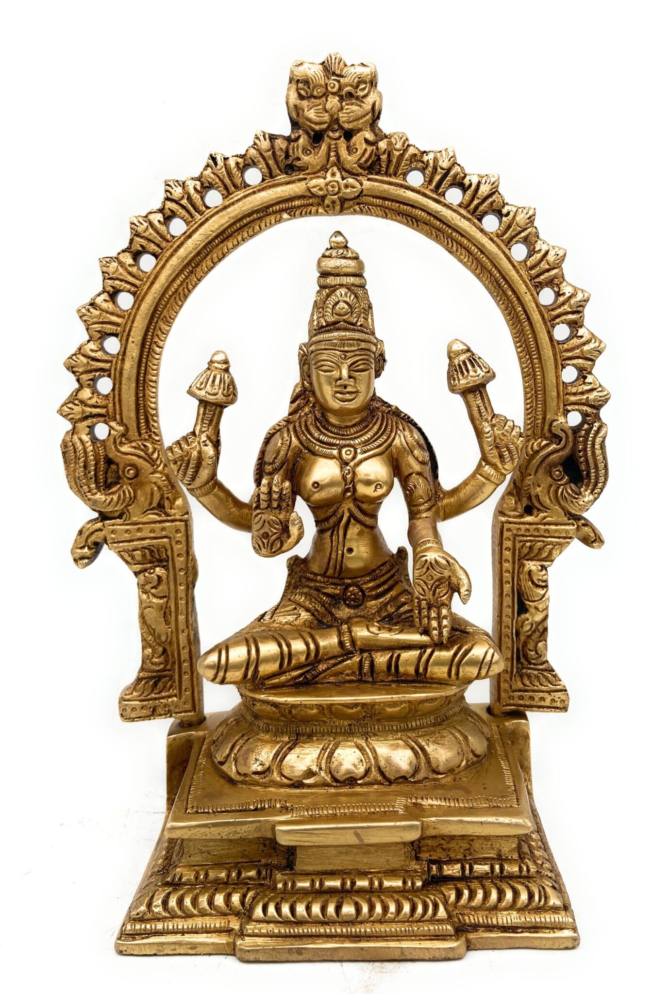 Handcrafted Brass Maha Lakshmi Idol with Prabhavali