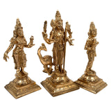 Handcrafted Panchaloha Murugan with Valli and Devasena Idol | Bronze Subramanya Skanda Kumara Swamy Shanmukha Statue | South Indian Chola Art Sculpture          Ask ChatGPT,Gold, 7.5 Inch, 1 Piece