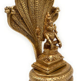 Bhunes Brass Narasimha Swamy Statue, Narasingha Idols For Pooja Home Decor, Narasingh On Sheshnag Shinghashan,Gold, 10.5 Inch, 1 Piece